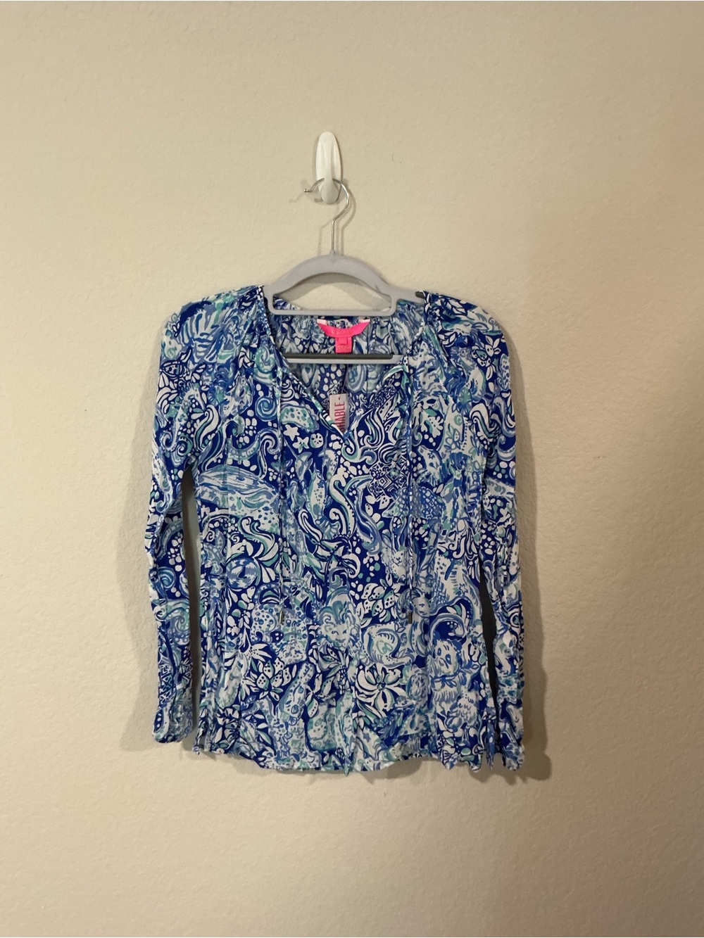 Lilly Pulitzer Blue Multi Paisley-Print Long Sleeve Top
